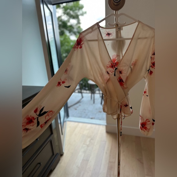 Aritzia wrap too. Baby pink. Big floral details. Romantic sleeves. - Picture 2 of 3